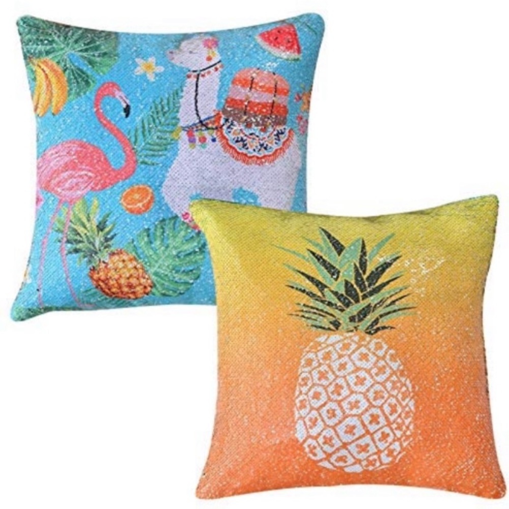 🦋 3/$15 Pineapple/Lama Reversible Sequin Pillowcase